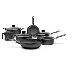 Conjunto De Panelas 7 Peças Ebony Preto Antiaderente - Brinox