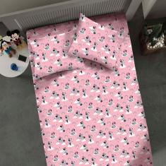 Jogo De Cama Portallar Casal Malha Mista Estampado Disney Minnie Nuvem 3 Peças Rose