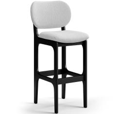Banqueta Alta Bar Cozinha Fixa Betta L02 Preto Linho Cinza