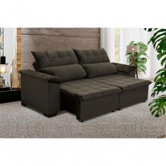 Sofá Retrátil E Reclinável 230 Cm Cristal Veludo Tabaco