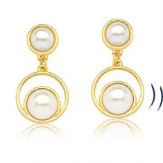 Brinco Clássico Pérolas Revestido Em Ouro