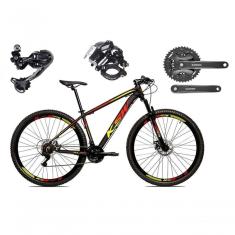 Bicicleta Aro 29 Ksw Xlt Shimano Deore E Altus 27v Freio Hidráulico Garfo Trava - Preto-vermelho-amarelo Tam.15