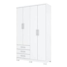 Guarda Roupa Solteiro Caju 4 Portas Branco - Henn - MÓVEIS HENN