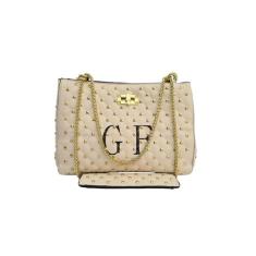 Bolsa feminina ombro e transversal - golden fenix, Bege claro, M