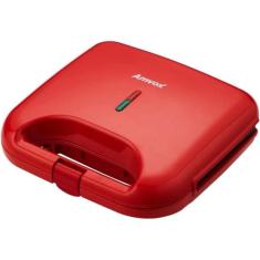 Sanduicheira e Grill Amvox AMS 370 750W Antiaderente 2 em 1, Vermelho,