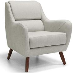 Poltrona Decorativa Para Sala de Estar e Recepção Gooby D02 Linho Bege C-107 - Lyam Decor