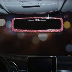 Siyibb Bling Strass Espelho retrovisor para carro para meninas acessórios automotivos (vermelho)