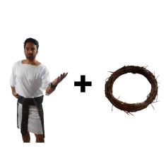 Fantasia Kit Romano Completa Adulto com Coroa de Espinho Carnaval Jesus Cristo Pascoa Sexta Feira Santa Gladiador