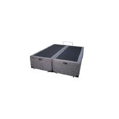 Cama Box Baú Queen Bipartido Suede Cinza Com Pistão A Gás