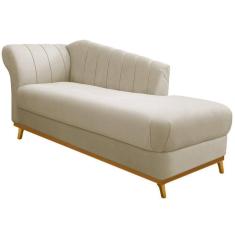 Diva Recamier Vanessa 140cm Lado Direito Linho - Doce Sonho Móveis Cor Bege