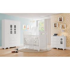 Quarto Completo Bebê Moveis Peroba Tedy MDF Berço Junior