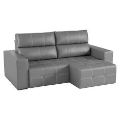 sofá 3 lugares retrátil e reclinável roma couro preto 204 cm