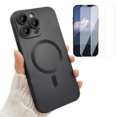 ankofave Capa magnética para iPhone 12 Pro Max para mulheres, [compatível com MagSafe] Design metálico macio fosco com protetores de lente e 2 protetores de tela para iPhone 12 Pro Max 6,7 polegadas -