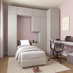 Guarda-Roupa Modulado de Canto 8 Peças 10 Portas Jade CabeCasa MadeiraMadeira Cinza Urbano