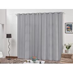 Cortina Varão Microfibra Cinza 4,00x2,50 Sala Quarto