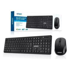 teclado e mouse sem fio Exbom BK-S1000F ABNT2 de cor preto