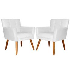 Kit 02 Poltronas Decorativas Onix Suede Branco - DS Estofados