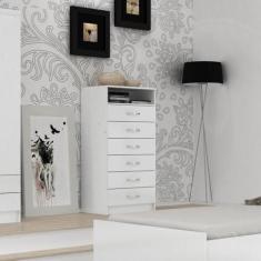 Cômoda Rack 6 Gavetas 1 Nicho Maxi - Evidência Móveis, Branco