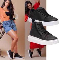 Tênis Feminino Preto + Coturno Plataforma Preto Dois Estilos Ousados Q