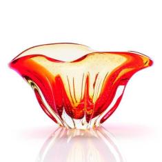 Vaso Em Cristal Murano Vermelho E Âmbar - São Marcos