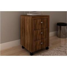 Gaveteiro p/ Escritório ME4108 c/ 3 Gavetas e Rodízios Nogal - Tecno M