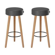 Kit 2 Banquetas Alta Estofada 70 cm Pés Palito P/ Área Gourmet Bancada Cozinha Churrasqueira Londres