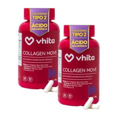 Colágeno Tipo 2 com Ácido Hialurônico Concentradas (40mg) - Suporte Ósseo e Articular - 2 potes com 60 Cápsulas cada, Vhita
