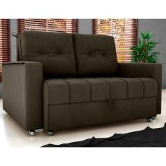 Sofá Cama 2 Lugares Duleek Veludo Maserati Marrom - CasaH