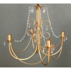 Lustre Dourado com Cristais Modernos para Decoração Ambiente Interno