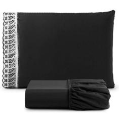 Jogo de Lençol Lese Percal 180 Fios - Preto - Casa Show Enxovais