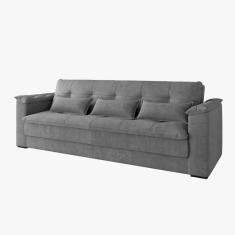 Sofá-cama Reclinável 3 Lugares Maria Suede Cinza Cinza