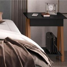 Mesa De Cabeceira 1 Gaveta Integra Finger Amadeirado-preto - Ofertamo