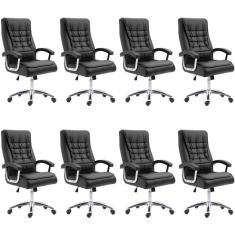 Kit 8 Cadeiras Big Mola Ensacada Escritório Pres Giratória em Couro com Nr17 Espresso Móveis Preto