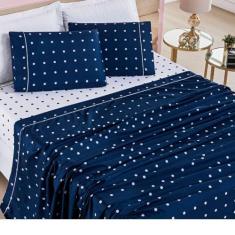 Jogo de Lençol Cama Solteiro 3 peças Micropercal 200 fios Petit Poá - 