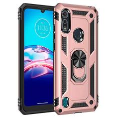SORAKA Capa para Motorola Moto E6s 2020 com anel capa Motorola Moto E6s 2020 TPU suave para-choques rígido PC capa traseira com placa de metal para montagem magnética em carro