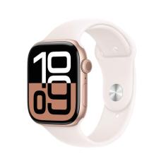 Apple Watch Series 10 GPS • Caixa cor de ouro rosa de alumínio – 46 mm • Pulseira esportiva blush-clara – M/G