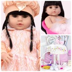 Boneca Reborn Morena Linda 46cm Com Bolsa Acessórios Luxo - Cegonha Re