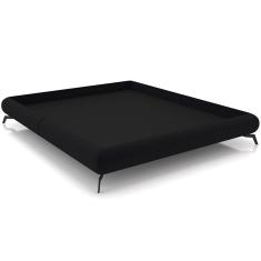 Cama Casal Base Box Pés de Ferro Estilo Industrial 156cm Otto P05 Veludo Preto- Lyam Decor