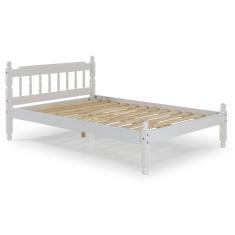 Cama Casal Em Madeira Maciça Mv Outlet Branco