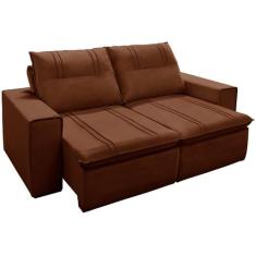 Sofá 3 Lugares Retrátil e Reclinável Nantes Veludo Amêndoa 200 cm - Fe