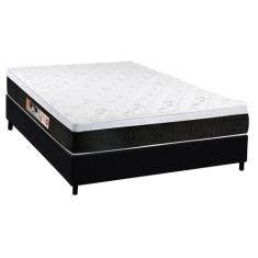 Cama Box Casal: Colchão Espuma D45 Castor Black e White AIR + Base CRC