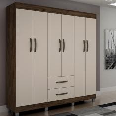 Guarda Roupa Casal 6 Portas 2 Gavetas Paris CHF - Imbuia/Off White