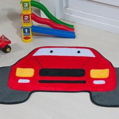 Tapete Infantil Pelúcia Jipe Rally Premium Antiderrapante - Vermelho -