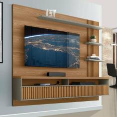 Painel para TV até 65 Polegadas Ripado Araruna Linea Brasil Amêndoa/Titânio