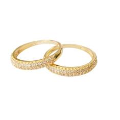 Anel Aparador Par Feminino Zirconia Banhado Ouro 18K