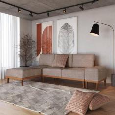 Sofá 2 Lugares 1 Chaise e 1 Puff Boreal CabeCasa MadeiraMadeira Caju