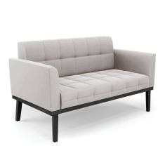 Sofá Namoradeira 2 Lugares Base de Madeira Preto Elisa Veludo D03 - D`Rossi