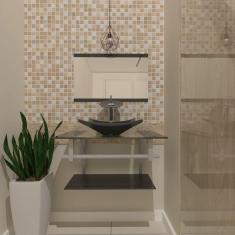 Gabinete de Vidro 60cm com Cuba Quadrada Grafite