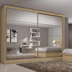 Guarda Roupa Casal Com Espelho 2 Portas 6 Gavetas Sevilha Made Marcs Amendoa