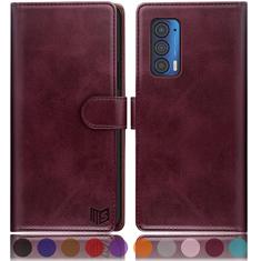 SUANPOT Capa carteira para Motorola Moto Edge 5G UW/Edge 2021 【Bloqueio RFID】 Suporte para cartão de crédito, capa flip de couro PU capa de telefone à prova de choque feminina masculina para Edge 5G